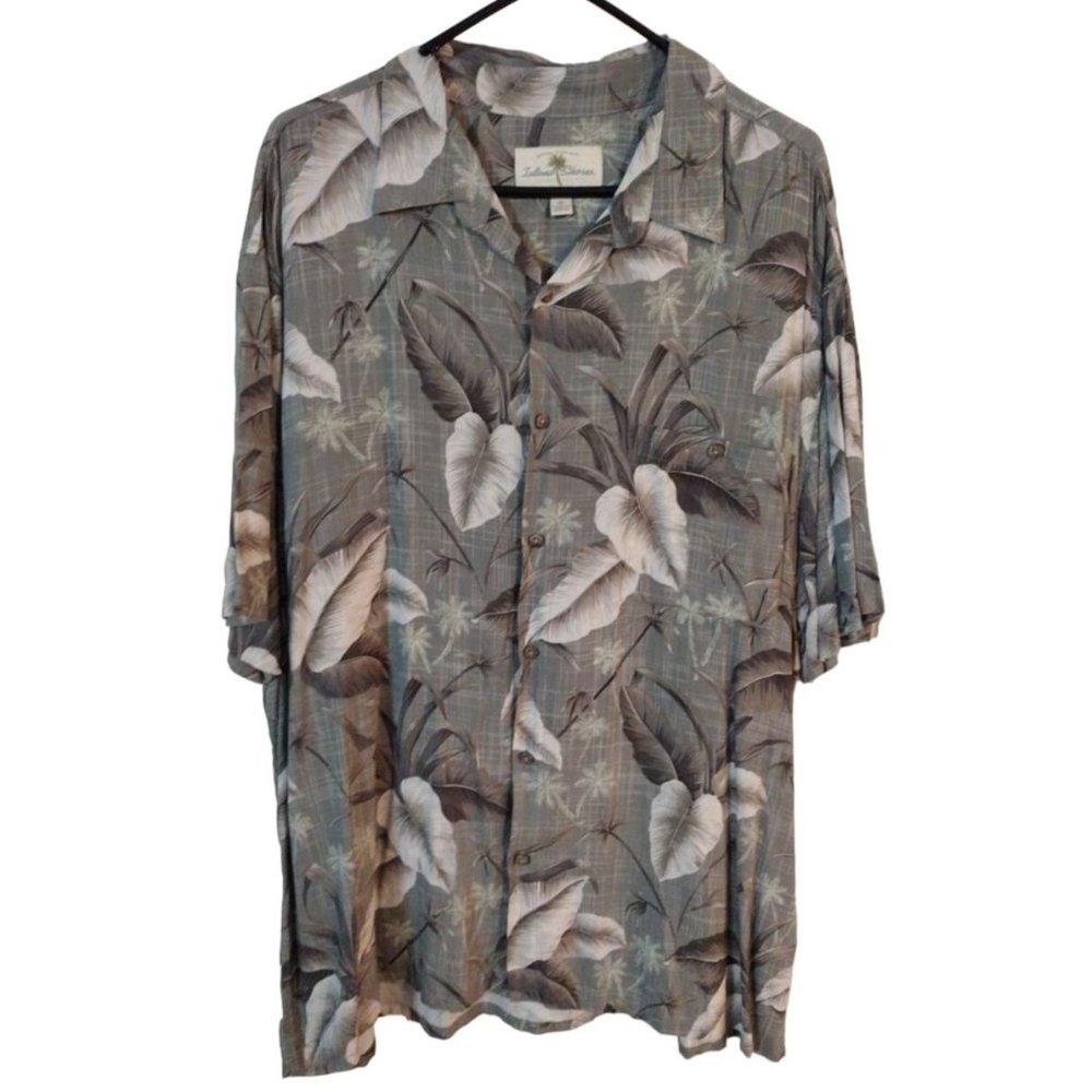 Men's XL‎ Olive Green Island Shores Hawaiian Shirt